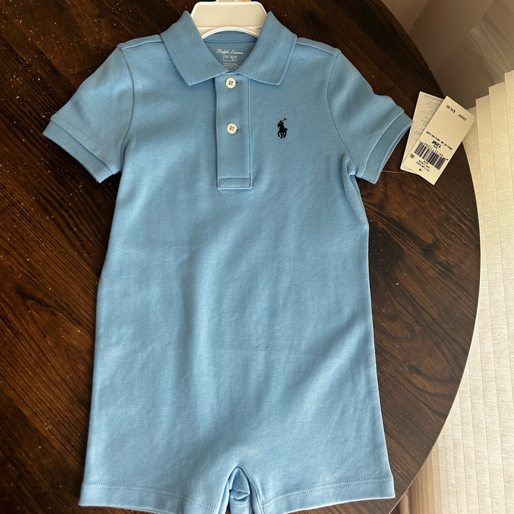 Ralph Lauren Light Blue Polo Romper